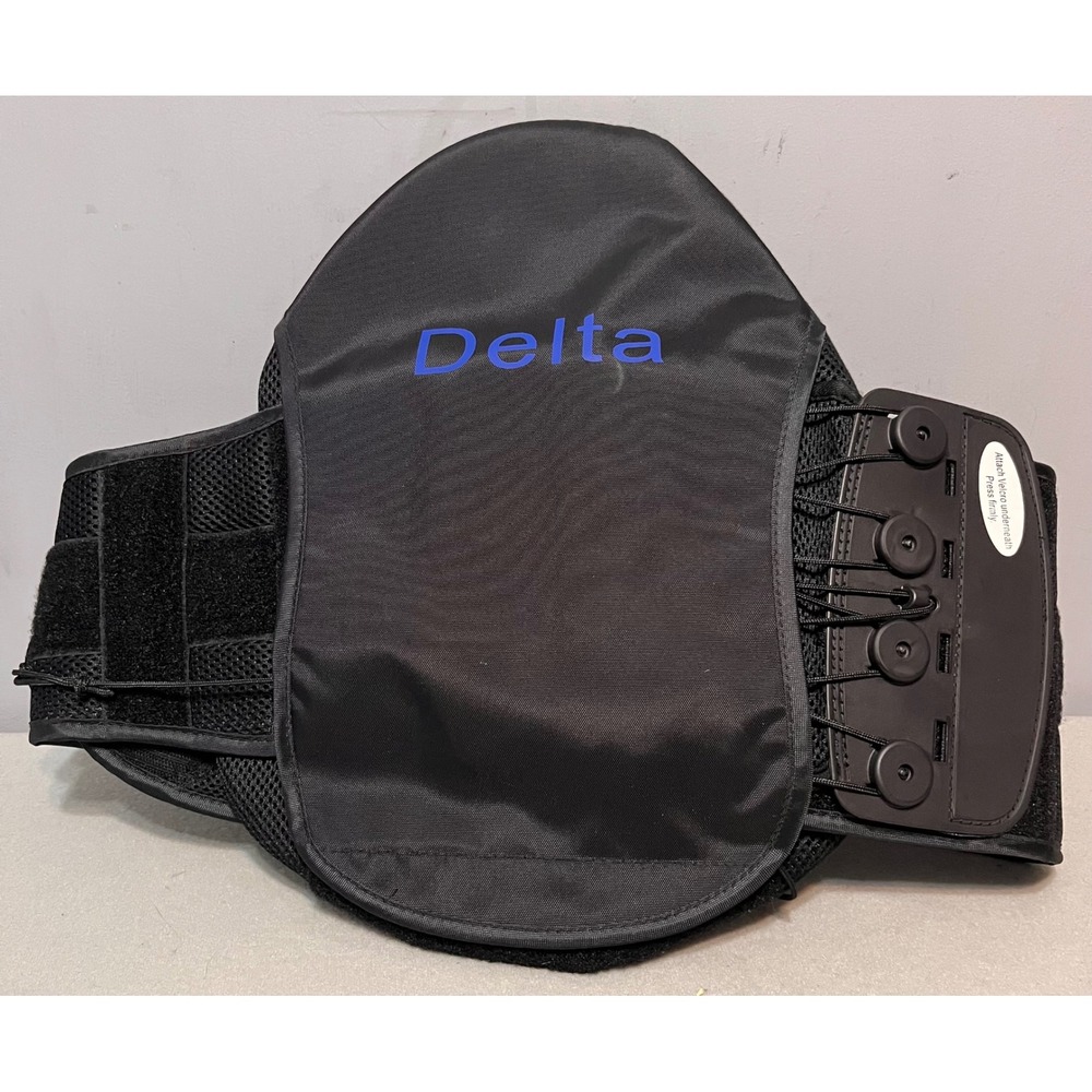 Delta LSO Lower Back Brace Adjustable Lumbar Support Pulley System Black LSO-637